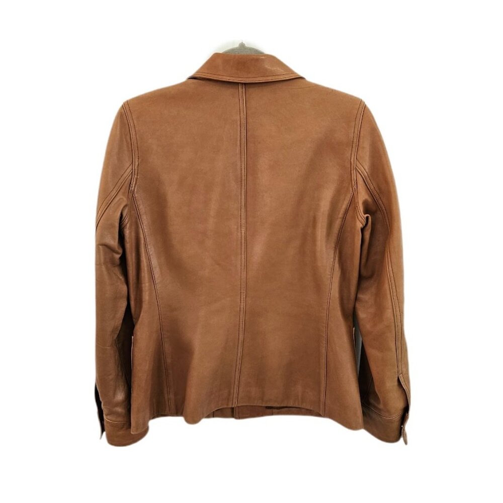 Vintage Lauren Ralph Lauren Leather Jacket Brown Tan S - Picture 4 of 14